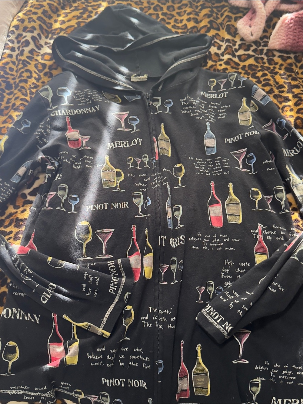 Y2K Wine Print Black Hooded Jacket - Unbranded - Picture 10 of 10